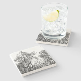 Vintage Schwarz-Weiß-Dekorativer Baum Steinuntersetzer