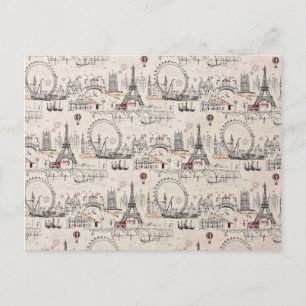 Vintage Schwarz/Weiß-Europa-Bilder Postkarte