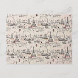 Vintage Schwarz/Weiß-Europa-Bilder Postkarte