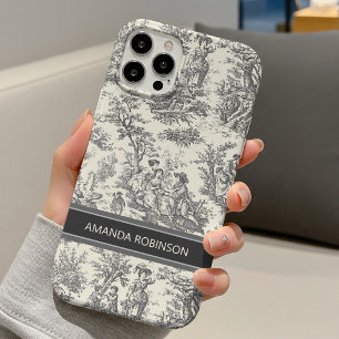 Vintage Schwarz Weiß Französische Landhaus Toile d iPhone 16 Hülle