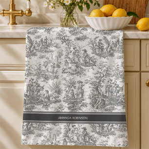 Vintage Schwarz Weiß Französischer Landhausstil To Geschirrtuch