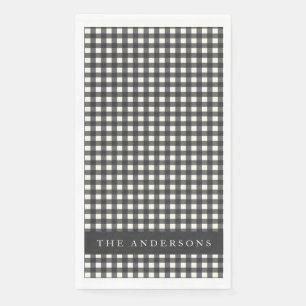Vintage Schwarz-Weiß Gingham Karo personalisiert Serviette