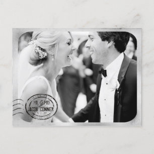 Vintage Schwarz Weiß Hochzeit Danke Postkarte