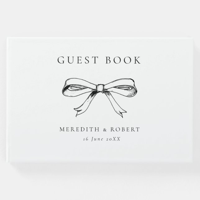 Vintage Schwarz-Weiß-Hochzeit Gästebuch (Vorderseite)