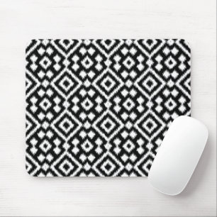 Vintage Schwarz Weiß Ikat Diamant Quadrate Muster Mousepad
