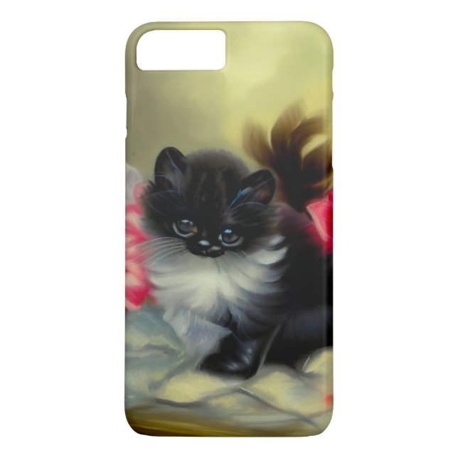Vintage Schwarz-Weiß-Kittenmalerei Case-Mate iPhone Hülle (Rückseite)