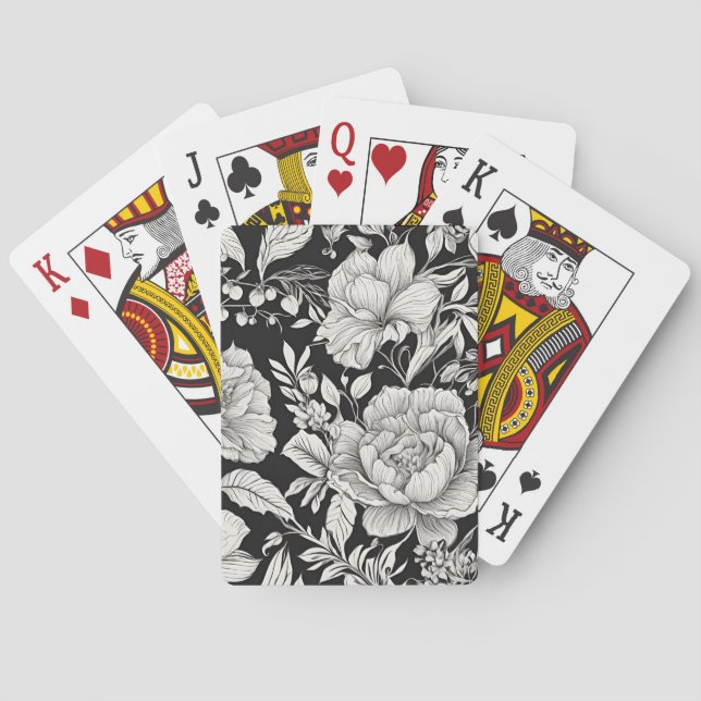 Vintage Schwarz-Weiß-Klassik Spielkarten (Rückseite)