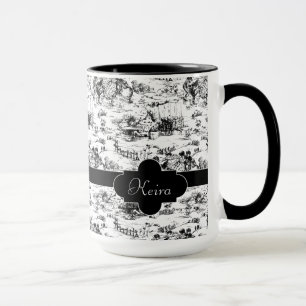 Vintage Schwarz-Weiß-Land-Toile Tasse