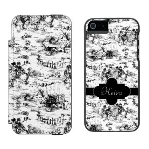 Vintage Schwarz-Weiß-Landtoile Incipio Watson™ iPhone 5 Geldbörsen Hülle