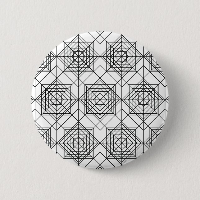 Vintage Schwarz-Weiß-Linienmuster - Weiß Button (Vorderseite)