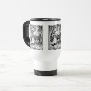 Vintage Schwarz-Weiß-Märchenzeichnung Rotkäppchen Reisebecher
