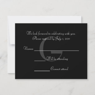 Vintage Schwarz-Weiß-Monogramm-Antwortkarte RSVP Karte