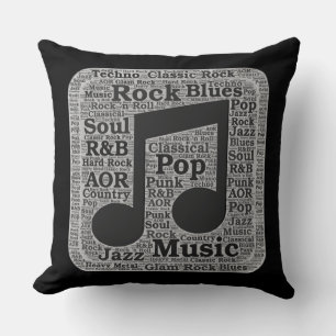Vintage Schwarz-Weiß-Musik Genres Kissen