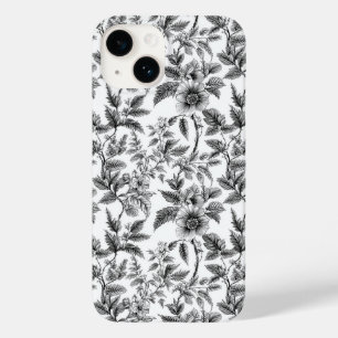 Vintage Schwarz-Weiß-Muster-Ferns Case-Mate iPhone 14 Hülle