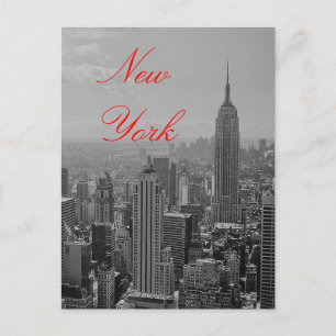 Vintage Schwarz-Weiß-Rot-Schrift New York Postkart Postkarte