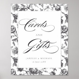 Vintage Schwarz-Weiß-Toile-Karten und Geschenkguts Poster