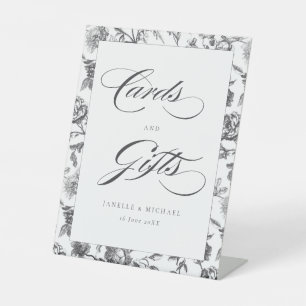 Vintage Schwarz-Weiß-Toile-Karten und Geschenkguts Sockelschild