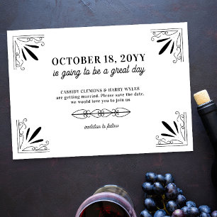 Vintage Schwarz-Weiß-Typografie-Hochzeit Save The Date