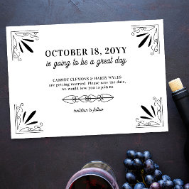 Vintage Schwarz-Weiß-Typografie-Hochzeit Save The Date