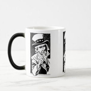 Vintage Schwarz/Weiss Uncle Sam Wants You Verwandlungstasse