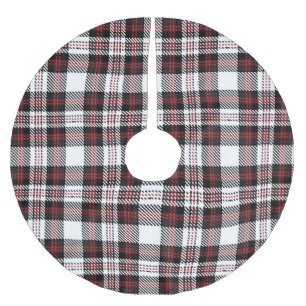 Vintage Schwarz Weiß und Rot rustikaler schottisch Polyester Weihnachtsbaumdecke
