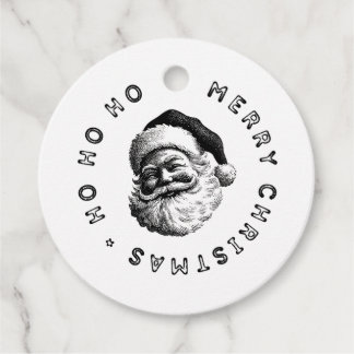 Vintage Schwarz-Weiß Weihnachtsmann Frohe Weihnach Geschenkanhänger