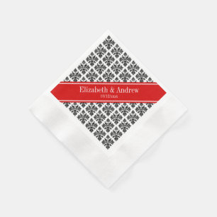 Vintage Schwarz-weiße Damaske #3 Rote Bezeichnung Serviette