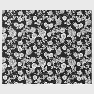 Vintage Schwarz Weiße Floralien DIY-Hintergrund Geschenkpapier