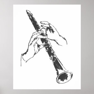 Vintage Schwarz-weiße Hände Clarinet Benny Goodman Poster