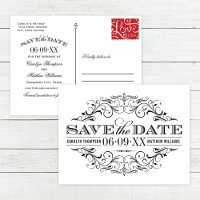 Vintage Schwarz-weiße Hochzeit speichern Sie das D