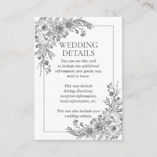 Vintage Schwarz-weiße Linien Kunsthochzeiten Detai Begleitkarte