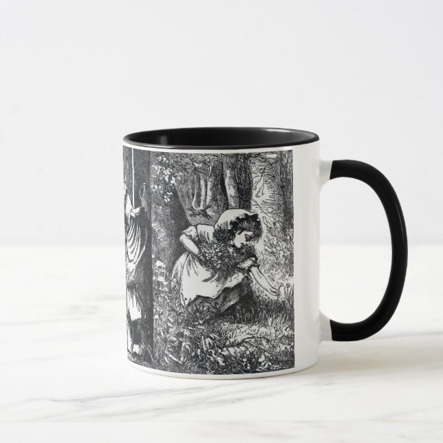 Vintage Schwarz-weiße Red Riding Hood Zeichnungen Tasse (Rechts)