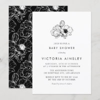 Vintage Schwarze Anemone Florale Babyparty-Einladu