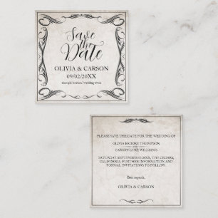 Vintage Schwarze Art Deco Hochzeit Save the Date Mitteilungskarte