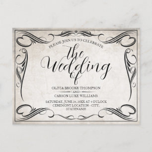 Vintage schwarze Art Deco Hochzeitsankündigung Feiertagspostkarte
