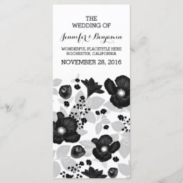 Vintage Schwarze Blume verrichten Hochzeitsprogram Programm