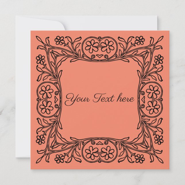 Vintage schwarze Blumengrenze Ankündigung (Vorderseite)