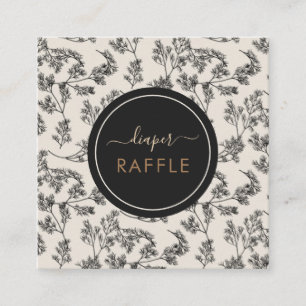 Vintage schwarze Botanische Flora-Windelkrebse Quadratische Visitenkarte