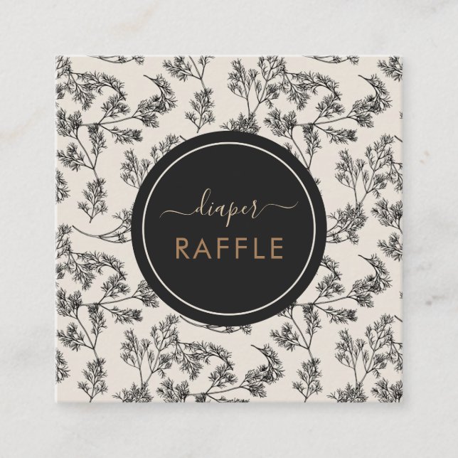 Vintage schwarze Botanische Flora-Windelkrebse Quadratische Visitenkarte (Vorderseite)