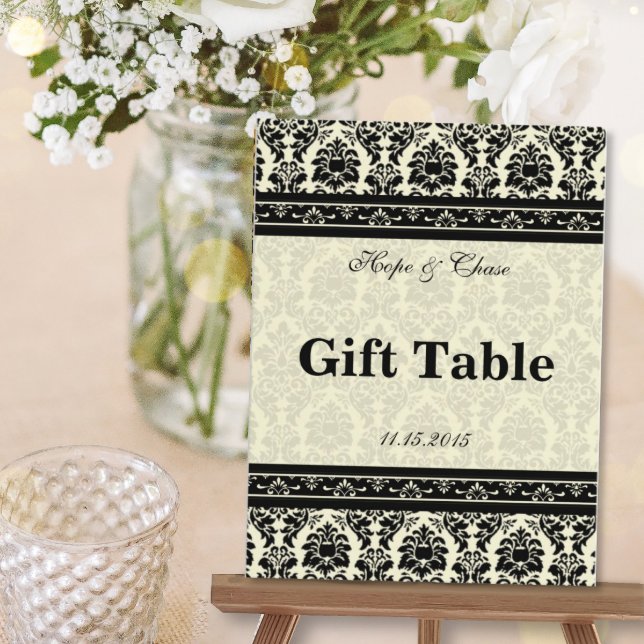 Vintage schwarze Damaskus-Grenzen Postkarte (Von Creator hochgeladen)