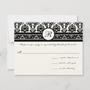 Vintage schwarze Damaskus-Grenzen RSVP Karte