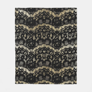 Vintage schwarze elegante französische Blumen-Spit Fleecedecke