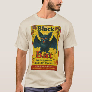 Vintage Schwarze Fledermaus-Feuerwerksetikett T-Sh T-Shirt