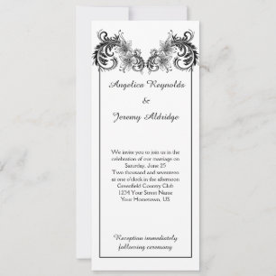 Vintage Schwarze Flora Wirbel Hochzeitsreise Einladung