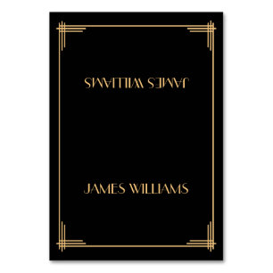 Vintage schwarze Great Gatsby Art Deco Platzkarten Tischnummer