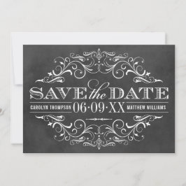 Vintage Schwarze Halbpension Blühend Hochzeit Save The Date