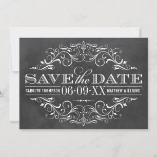 Vintage Schwarze Halbpension Blühend Hochzeit Save The Date