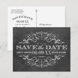Vintage Schwarze Halbpension Blühend Hochzeit Save The Date