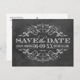 Vintage Schwarze Halbpension Blühend Hochzeit Save The Date