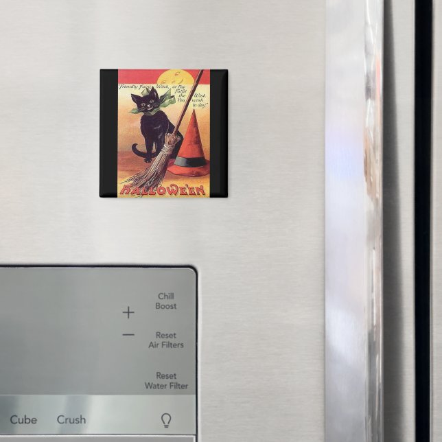 Vintage Schwarze Halloween-Katze Magnet (In Situ (Kühlschrank))